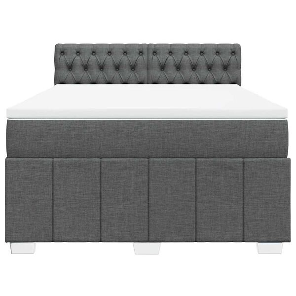 vidaXL Cama box spring con colch&oacute;n tela gris oscuro 140x190 cm