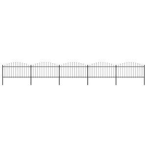 vidaXL Valla de jard&iacute;n con punta de lanza de acero 838x150 cm negra