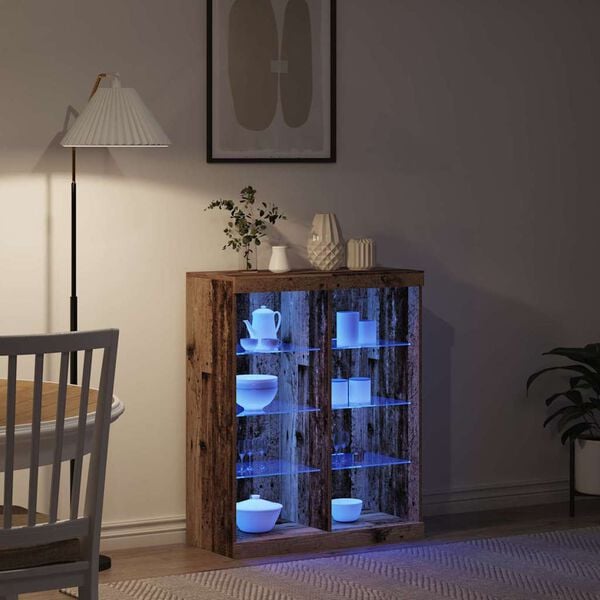 vidaXL Aparador LED Madera vieja 41 x 37 x 100 cm Madera de ingenier&iacute;a