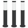 vidaXL Balizas de luz, 3 unidades, 50 cm, acero inoxidable, IP44
