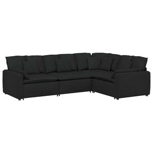 vidaXL Sof&aacute; modular con cojines de tela negra
