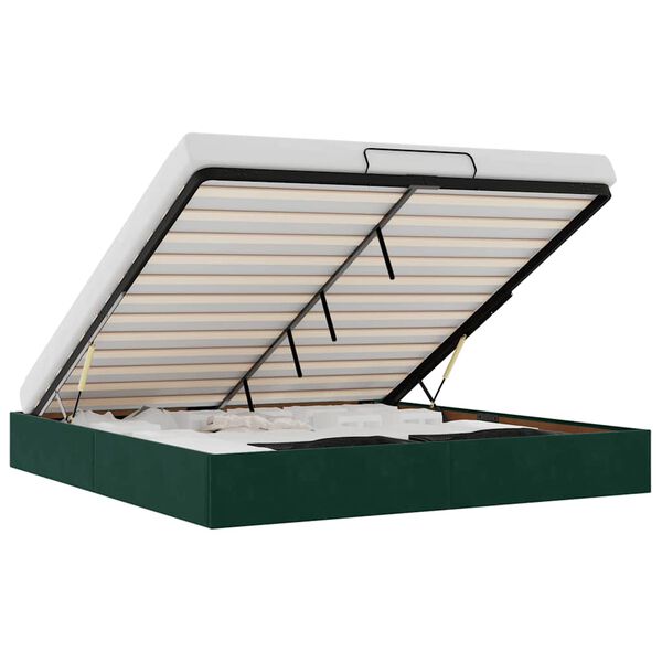 vidaXL Estructura de cama otomana sin colch&oacute;n verde oscuro 160x200 cm