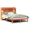vidaXL Cama con estanter&iacute;a sin colch&oacute;n madera maciza marr&oacute;n 135x190cm