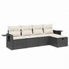 vidaXL Set de muebles de jard&iacute;n 5 pzas y cojines rat&aacute;n sint&eacute;tico negro