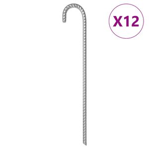 vidaXL Clavijas para tienda 12 uds acero galvanizado 41,5 cm &Oslash;12 mm