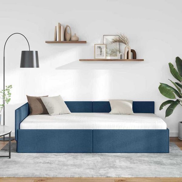 vidaXL Estructura de cama en esquina Azul 90 cm x 190 cm Terciopelo
