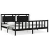 vidaXL Estructura de cama con cabecero madera maciza negro 200x200 cm
