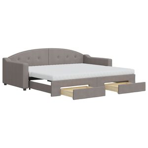 vidaXL Sof&aacute; cama nido con cajones tela gris taupe 90x200 cm