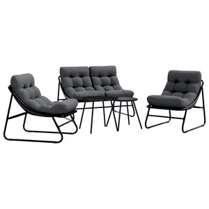 vidaXL Conjunto de Comedor de Jard&iacute;n 5 pcs Negro Acero