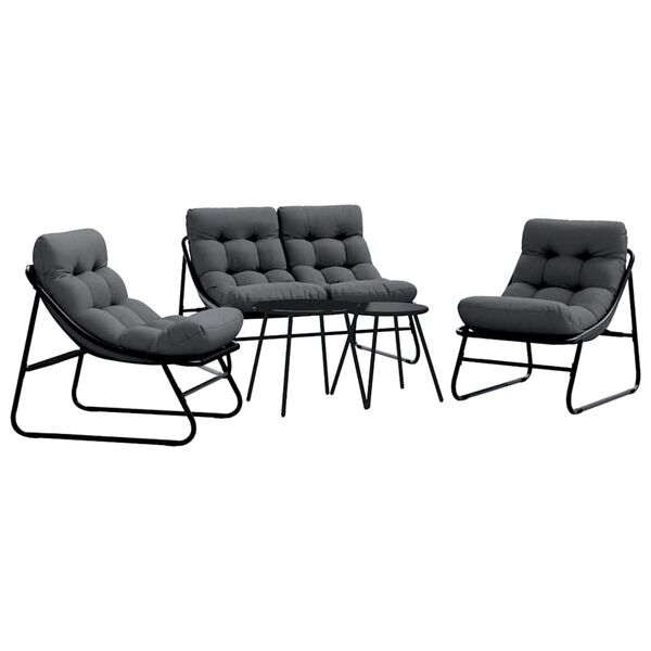 vidaXL Conjunto de Comedor de Jard&iacute;n 5 pcs Negro Acero