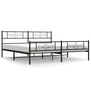 vidaXL Estructura cama sin colch&oacute;n con estribo metal negro 193x203 cm