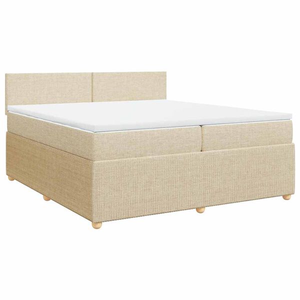 vidaXL Cama box spring con colch&oacute;n tela color crema 200x200 cm