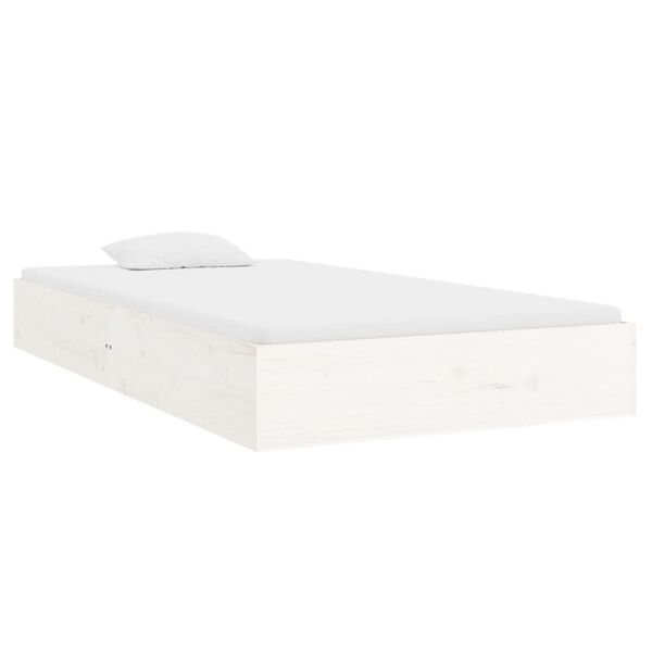 vidaXL Estructura de cama sin colch&oacute;n madera maciza blanco 90x200 cm
