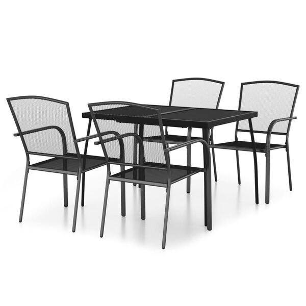 vidaXL Juego de comedor de jardín 5 piezas acero gris antracita
