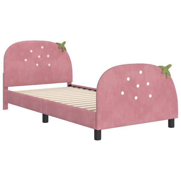 vidaXL Cama para ni&ntilde;os con cabecero Rosa 80 x 200 cm Terciopelo