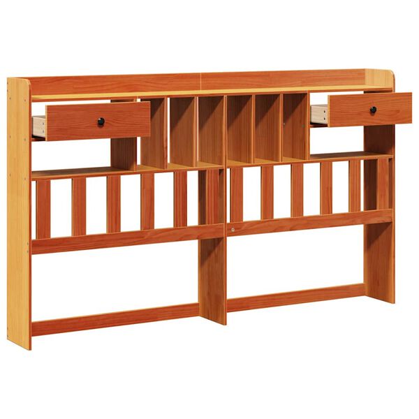 vidaXL Cabecero de cama almacenaje madera maciza pino marr&oacute;n 180 cm