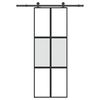 vidaXL Puerta corredera set herrajes vidrio templado aluminio 76x205cm