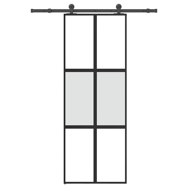 vidaXL Puerta corredera set herrajes vidrio templado aluminio 76x205cm
