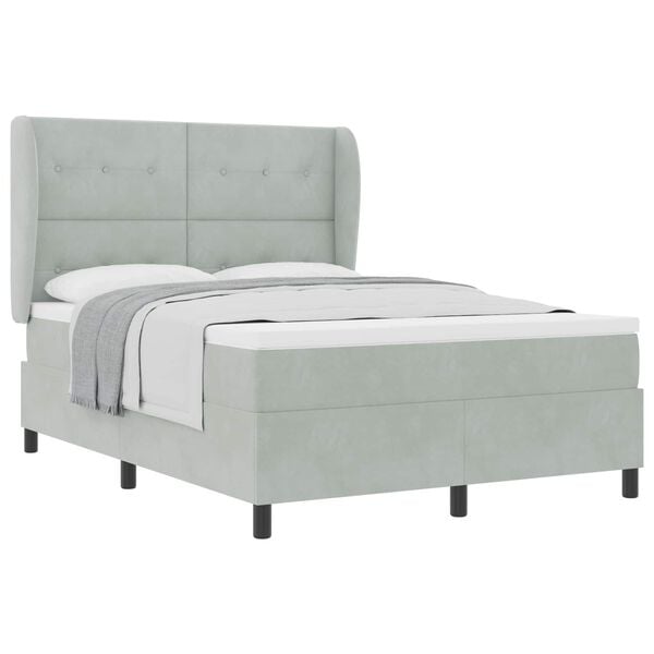 vidaXL Cama tipo Box Spring Gris Claro 200 x 160 cm Poli&eacute;ster