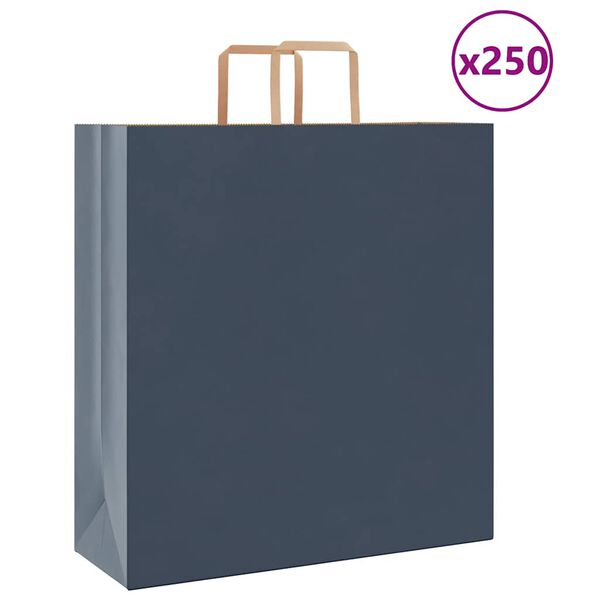 vidaXL Bolsas de papel con asas 250 uds azul 45x17x48 cm