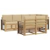 vidaXL Conjunto de sof&aacute;s de exterior 7 uds. y Beige Poli&eacute;ster