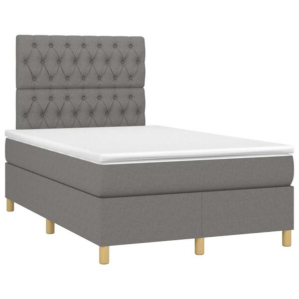 vidaXL Cama box spring con colch&oacute;n tela gris oscuro 120x190 cm