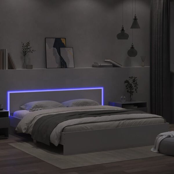 vidaXL Estructura de cama con LED sin colch&oacute;n blanco 180x200 cm