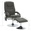 vidaXL Sill&oacute;n de masaje reclinable con reposapi&eacute;s cuero sint&eacute;tico gris
