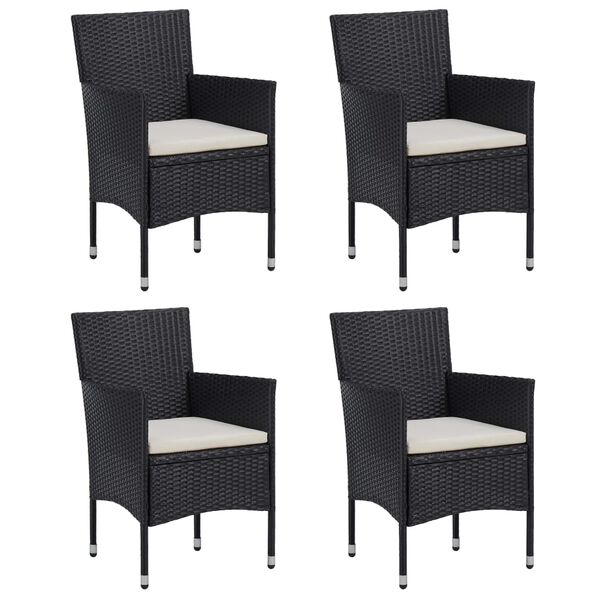 vidaXL Juego muebles jard&iacute;n 5 pzas con cojines rat&aacute;n sint&eacute;tico negro