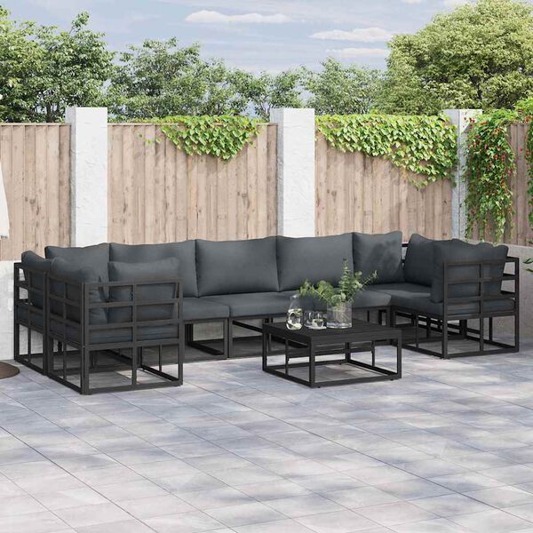 vidaXL Conjunto de sofá de jardín Negro Aluminio