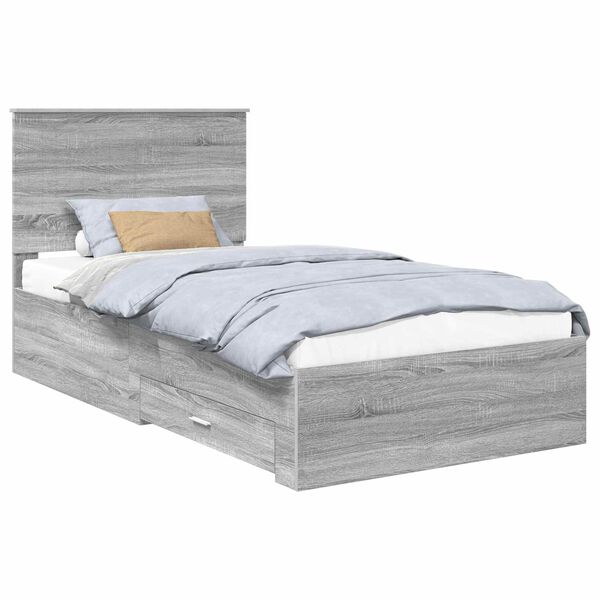 vidaXL Estructura de cama con cabecera Gris Sonoma 100 x 200 cm