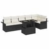 vidaXL Conjunto de sof&aacute; de jard&iacute;n con coj&iacute;n 7 pcs Negro Polirat&aacute;n