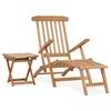 vidaXL Tumbona con reposapi&eacute;s y mesita madera maciza de teca