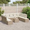 vidaXL Conjunto de sof&aacute;s de jard&iacute;n 9 pcs Beige y Crema Rat&aacute;n sint&eacute;tico