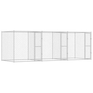 vidaXL Jaula para perro Plateado 600 x 200 x 200 cm Acero Galvanizado