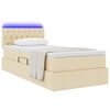 vidaXL Cama con almacenamiento y LED con LED Crema 90 x 190 cm tela