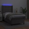 vidaXL Cama box spring y colchón LED cuero sintético gris 90x190 cm
