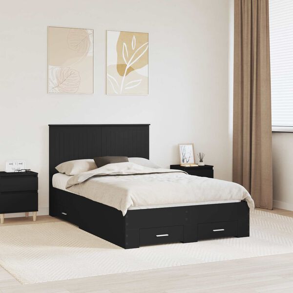 vidaXL Estructura de cama Negro 120 x 190 cm Madera de ingenier&iacute;a
