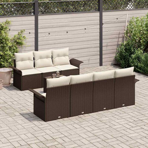 vidaXL Conjunto de sofá de jardín 8 pcs Marrón ratán sintético