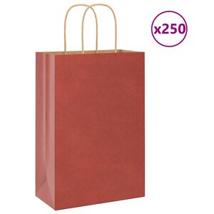 vidaXL Bolsas de papel con asas 250 uds rojo 21x11x31 cm