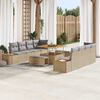 vidaXL Conjunto de sofás de jardín 11 pcs Beige ratán sintético