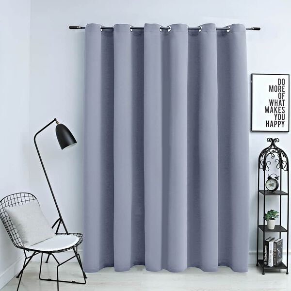 vidaXL Cortina opaca con anillas de metal gris 290x245 cm