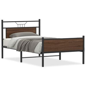 vidaXL Estructura de cama sin colch&oacute;n madera marr&oacute;n roble 100x190 cm
