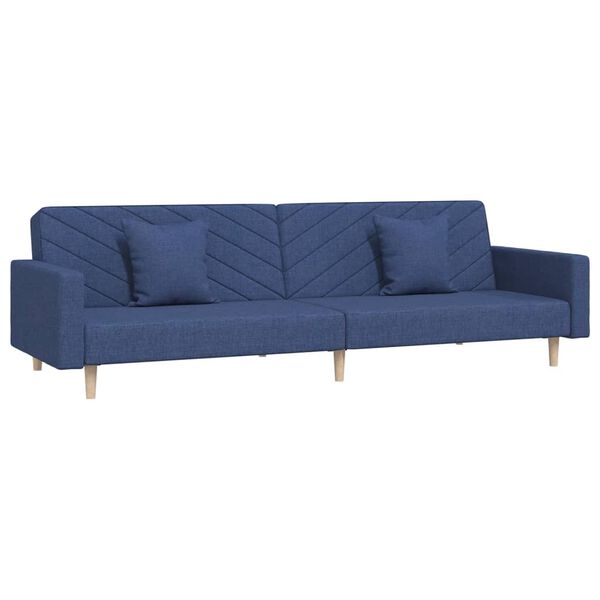 vidaXL Sof&aacute; cama de 2 plazas con dos almohadas tela azul