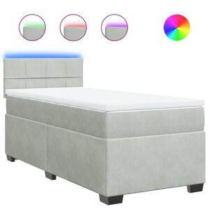 vidaXL Cama box spring con colch&oacute;n terciopelo gris claro 80x200 cm