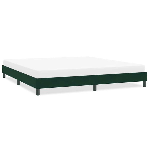 vidaXL Estructura cama sin colch&oacute;n terciopelo verde oscuro 200x220 cm