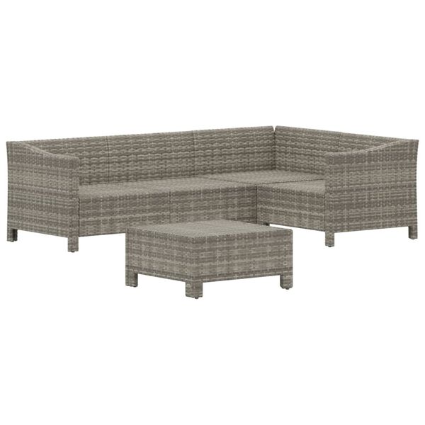 vidaXL Set de muebles de jardín 5 pzas y cojines ratán sintético gris