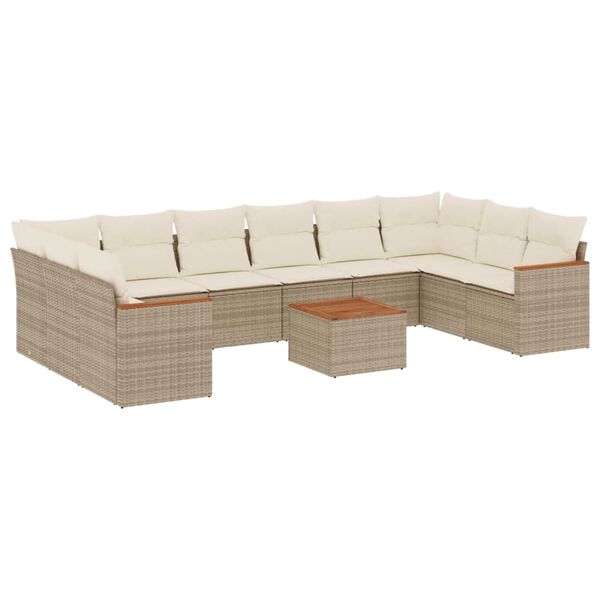 vidaXL Set de sof&aacute;s de jard&iacute;n 11pzas con cojines rat&aacute;n sint&eacute;tico beige