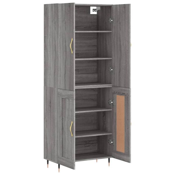 vidaXL Aparador alto madera contrachapada gris sonoma 69,5x34x180 cm
