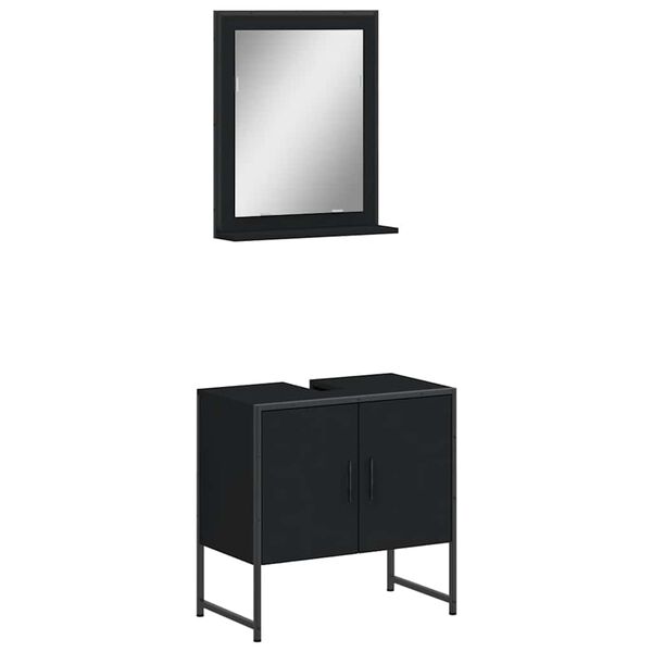 vidaXL Juego de muebles de ba&ntilde;o 2 pzas madera de ingenier&iacute;a negro